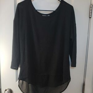 New York & Company Black Asymmetrical Blouse